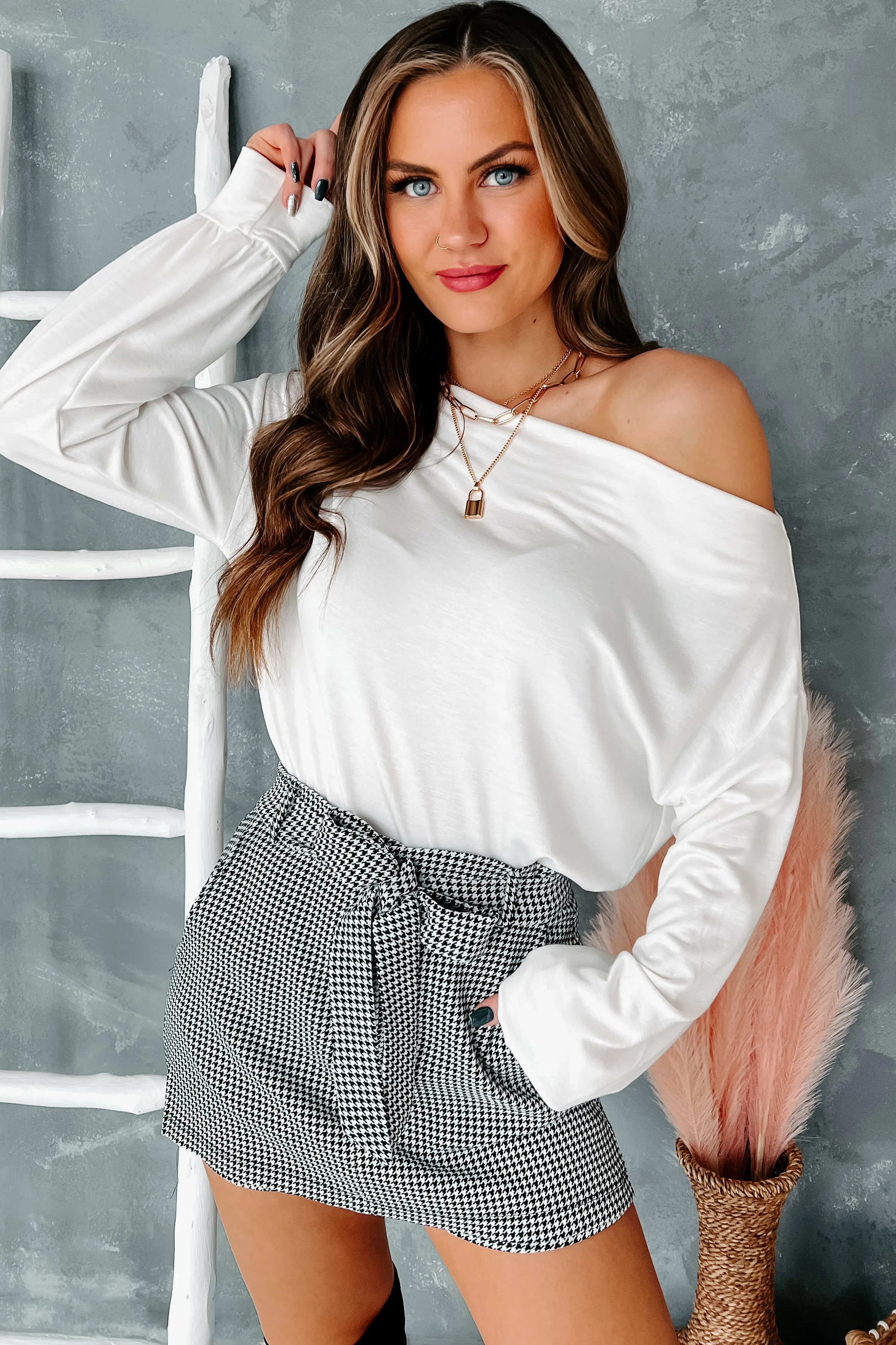 Casually Talking Off The Shoulder Bodysuit (Ivory)