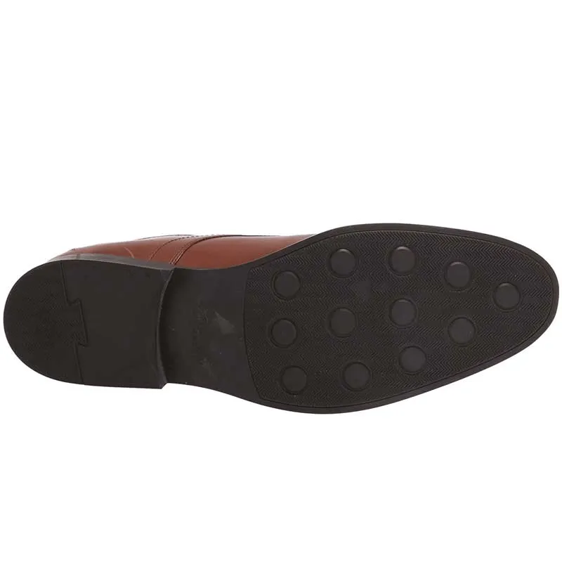 Clarks Men's Whiddon Plain Dress Shoes- Dark Tan Leather