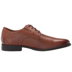 Clarks Men's Whiddon Plain Dress Shoes- Dark Tan Leather