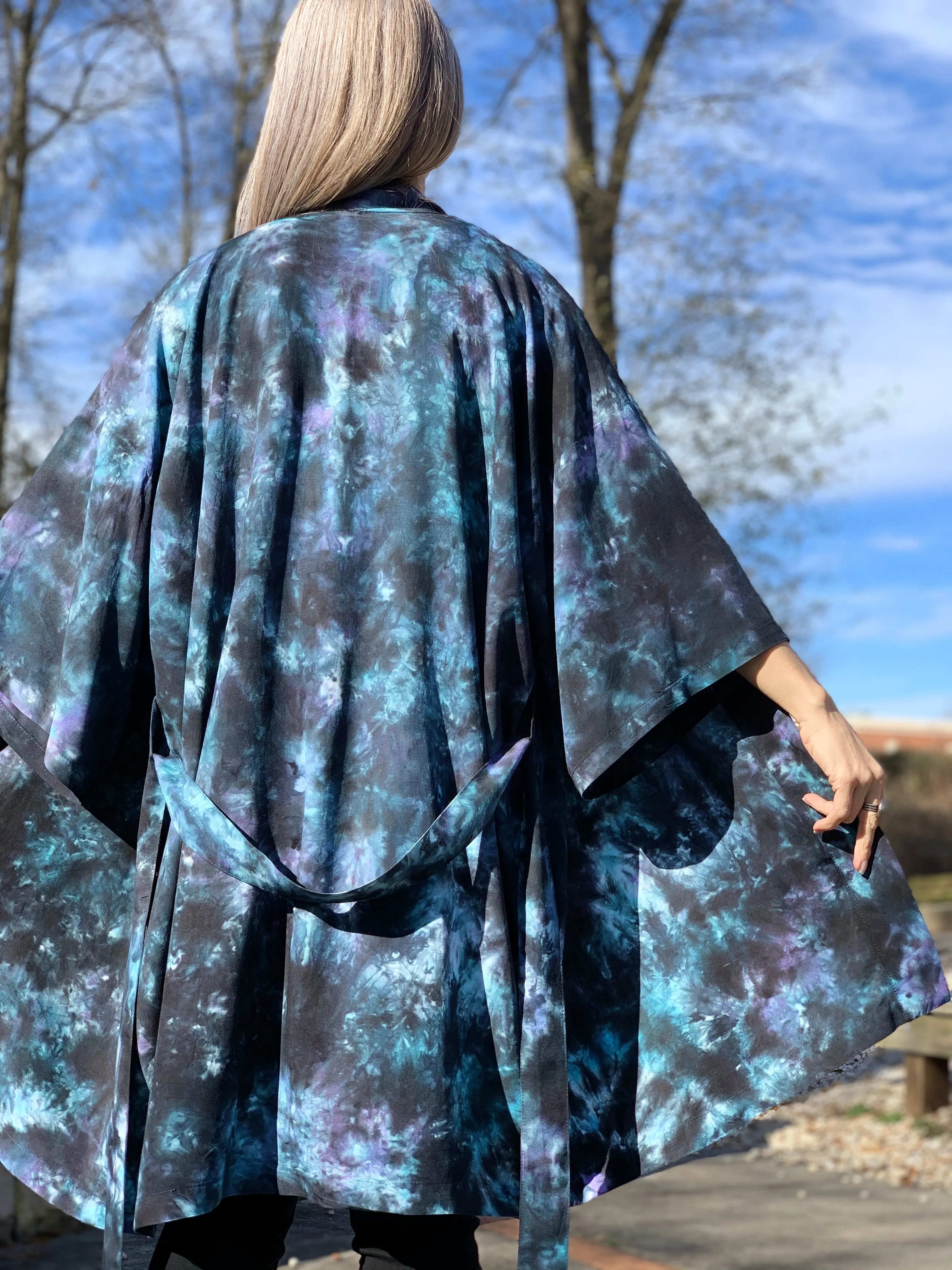 Clear blue kimono robe