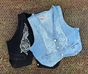 CROPPED DENIM VEST (BLACK OR DENIM)