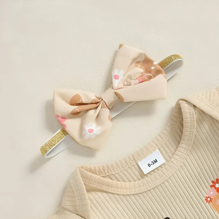 Cute Gingerbread Print Flare Pants Set