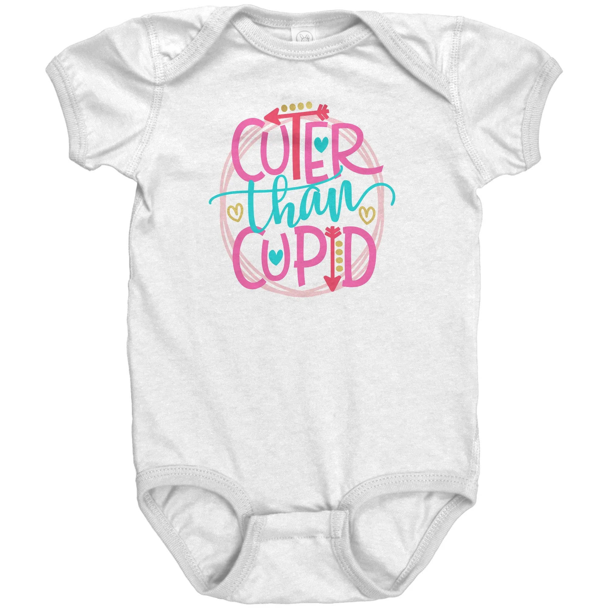 Cuter Than Cupid Short Sleeve Baby Snap Bodysuit Onesie