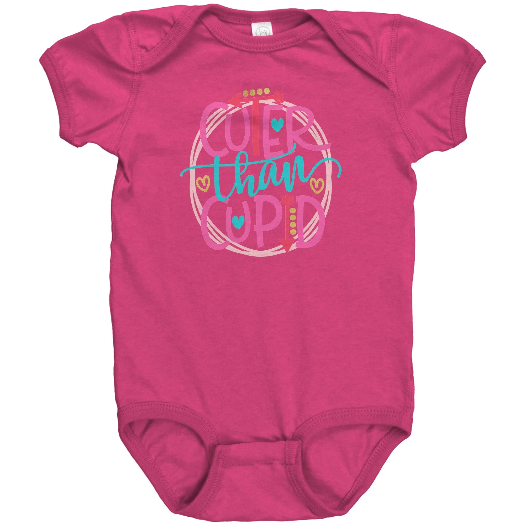 Cuter Than Cupid Short Sleeve Baby Snap Bodysuit Onesie