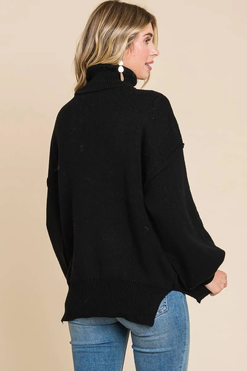 DOORBUSTER DEAL Black Cuddle Up Turtleneck Sweater