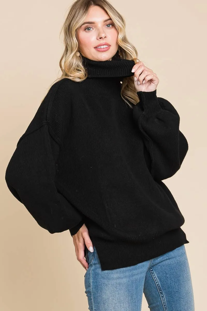 DOORBUSTER DEAL Black Cuddle Up Turtleneck Sweater