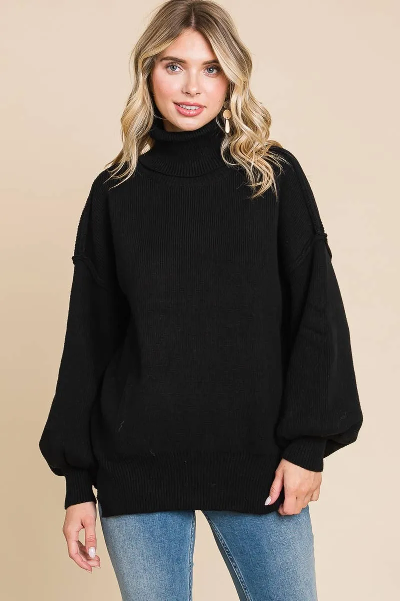 DOORBUSTER DEAL Black Cuddle Up Turtleneck Sweater