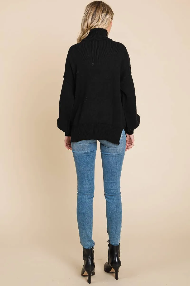 DOORBUSTER DEAL Black Cuddle Up Turtleneck Sweater