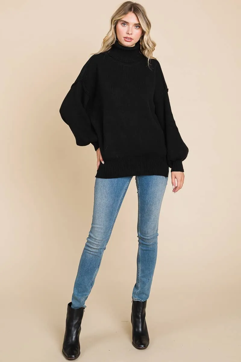 DOORBUSTER DEAL Black Cuddle Up Turtleneck Sweater