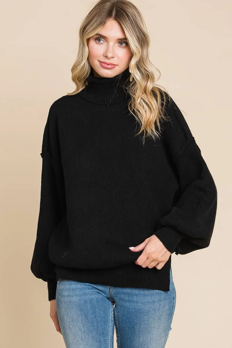 DOORBUSTER DEAL Black Cuddle Up Turtleneck Sweater
