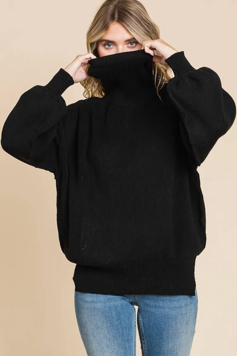 DOORBUSTER DEAL Black Cuddle Up Turtleneck Sweater