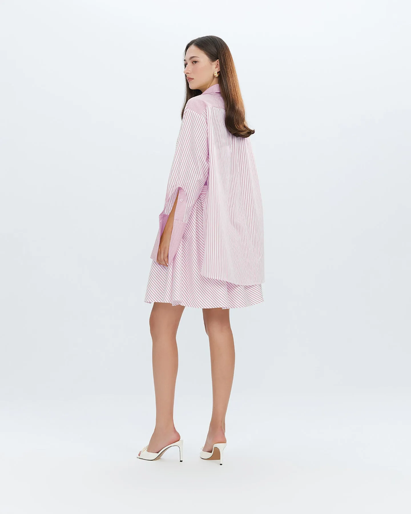Echo Box Pleat Striped Short Skirt