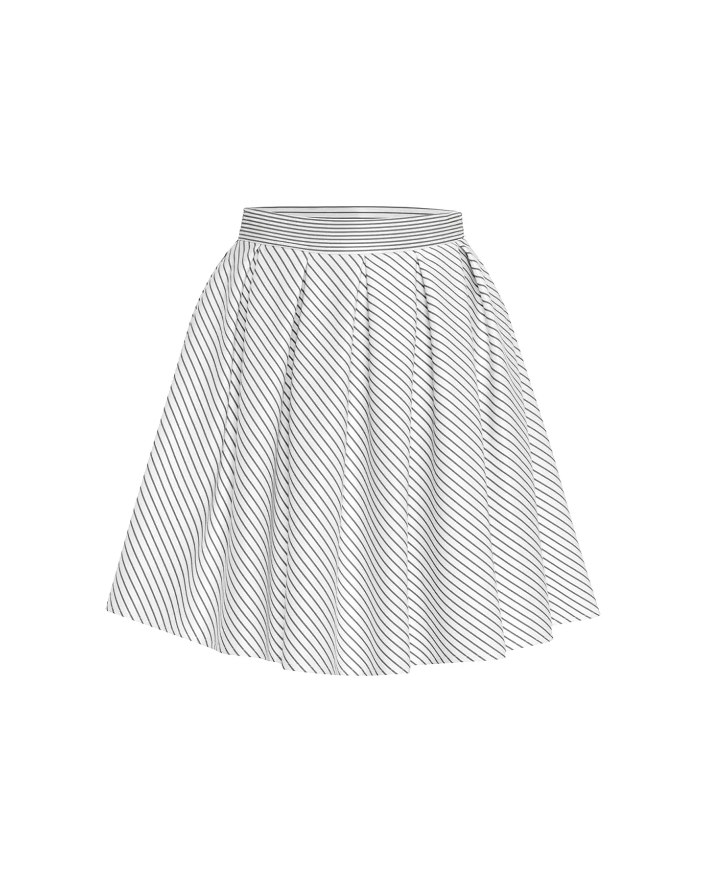Echo Box Pleat Striped Short Skirt