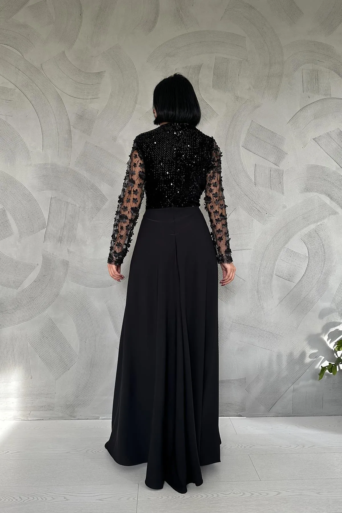 ELS Sleeve Tulle Skirt Jumpsuit - Black - Janesville