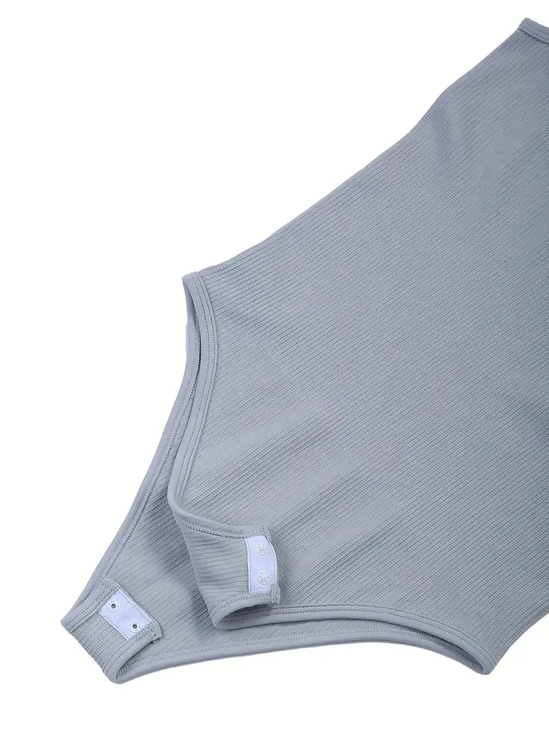 EMMA seamless ribbed leotard- Grey