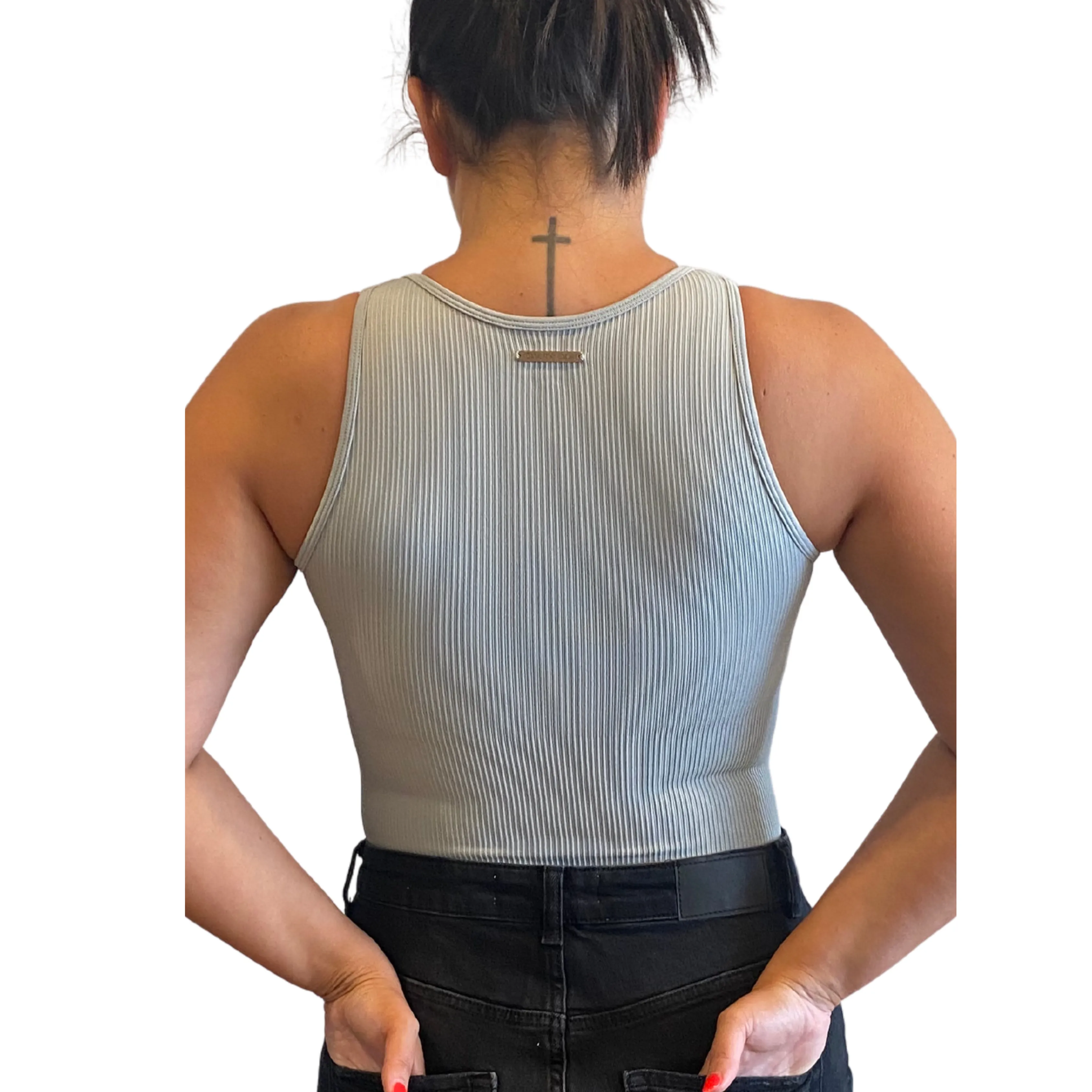 EMMA seamless ribbed leotard- Grey