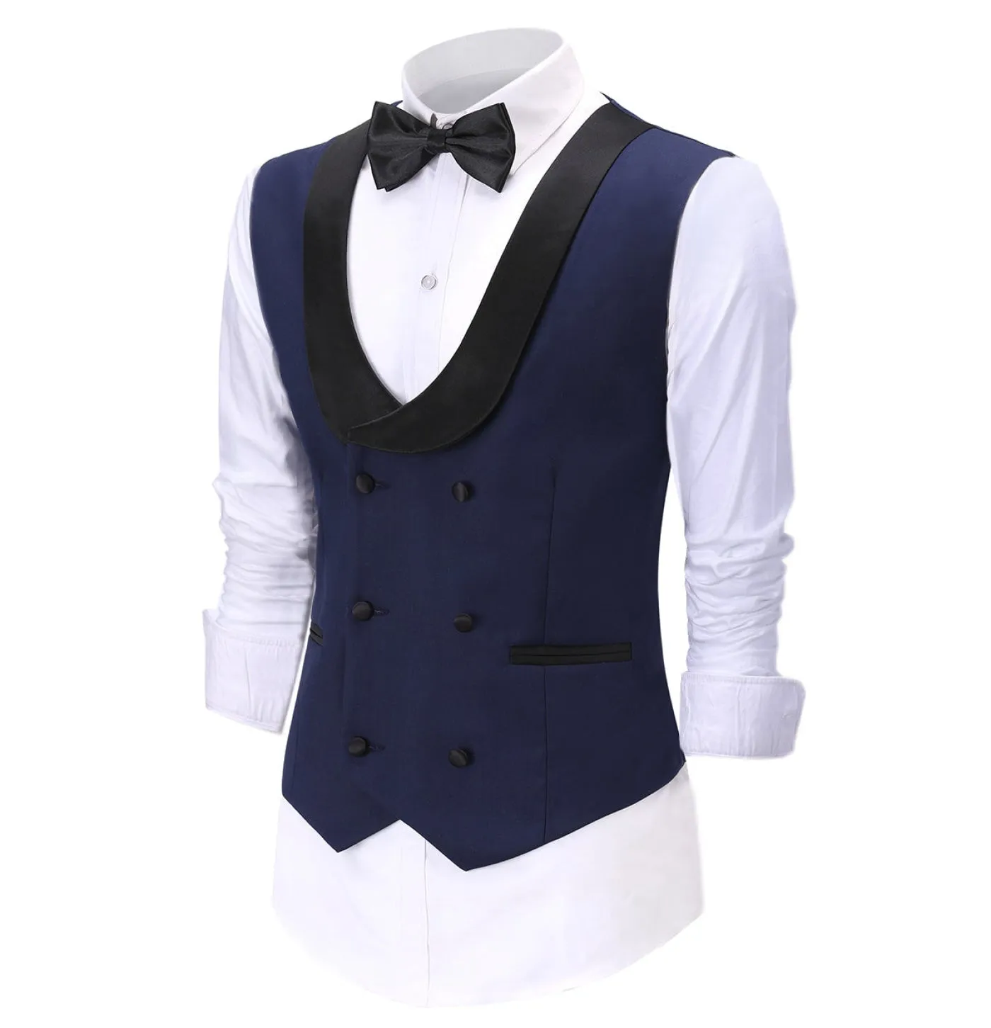 Fashion Men's Suit Vest Regular Fit Shawl Lapel Waistcoat Groomsmen