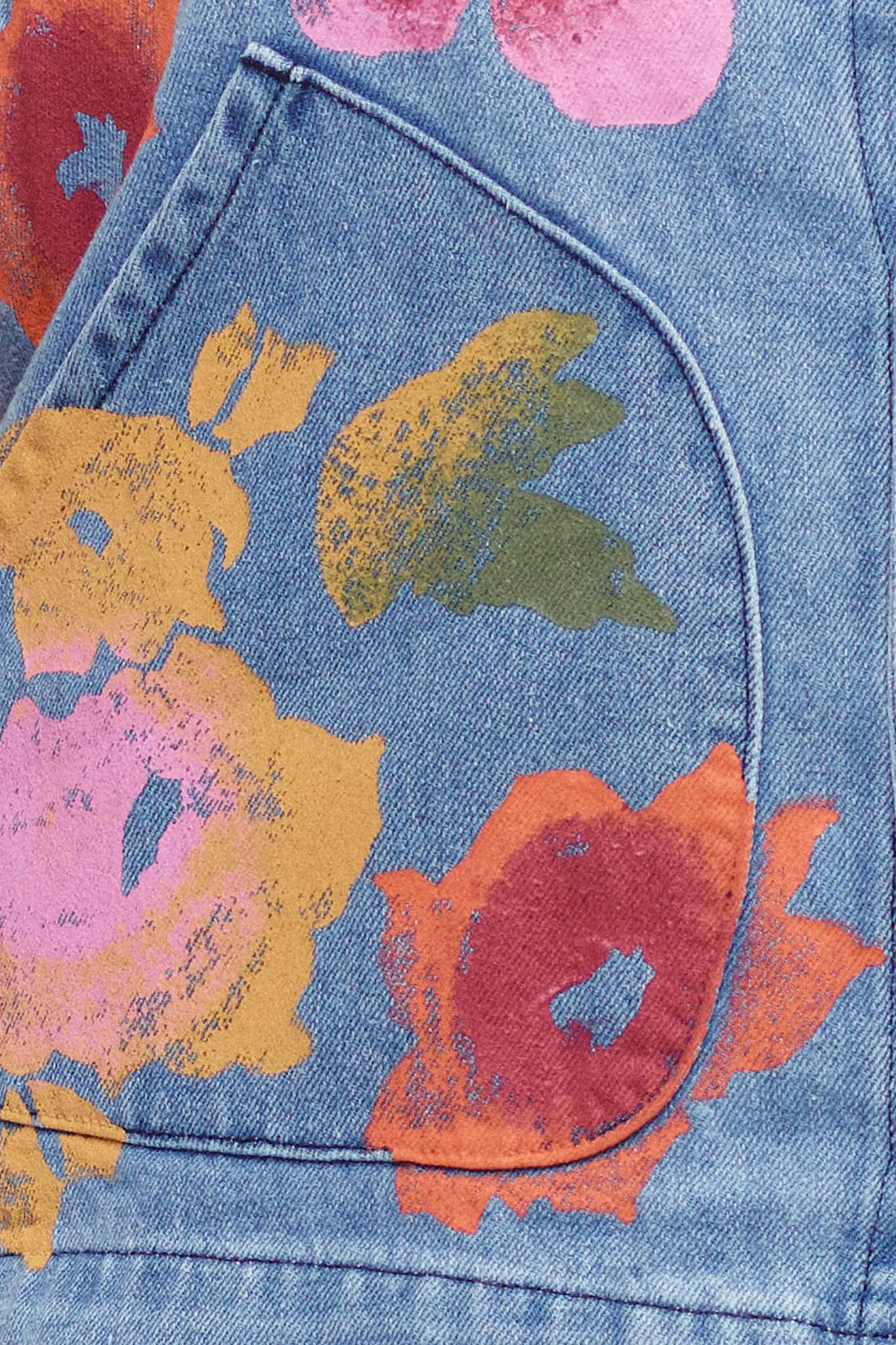 Floral Denim Falcon Vest