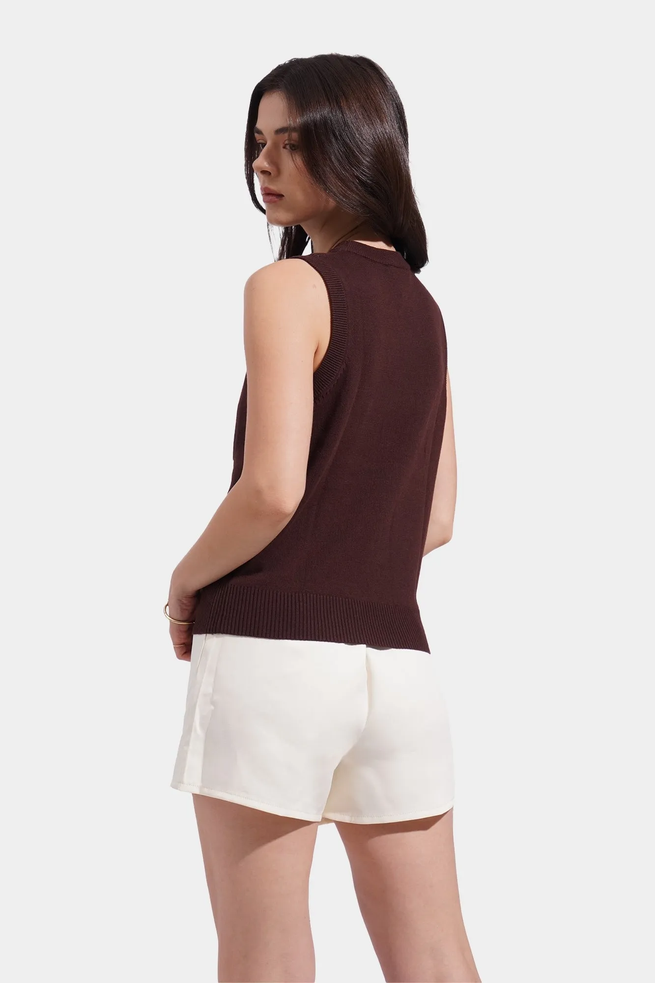 Floral Knitted Vest Graphic Tee