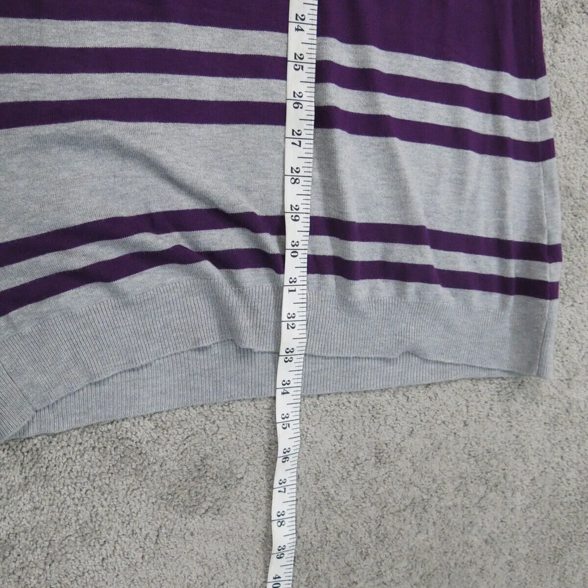 French Connection Womens Sweater Dress 3/4 Sleeves Round Neck Purple Gray US 8