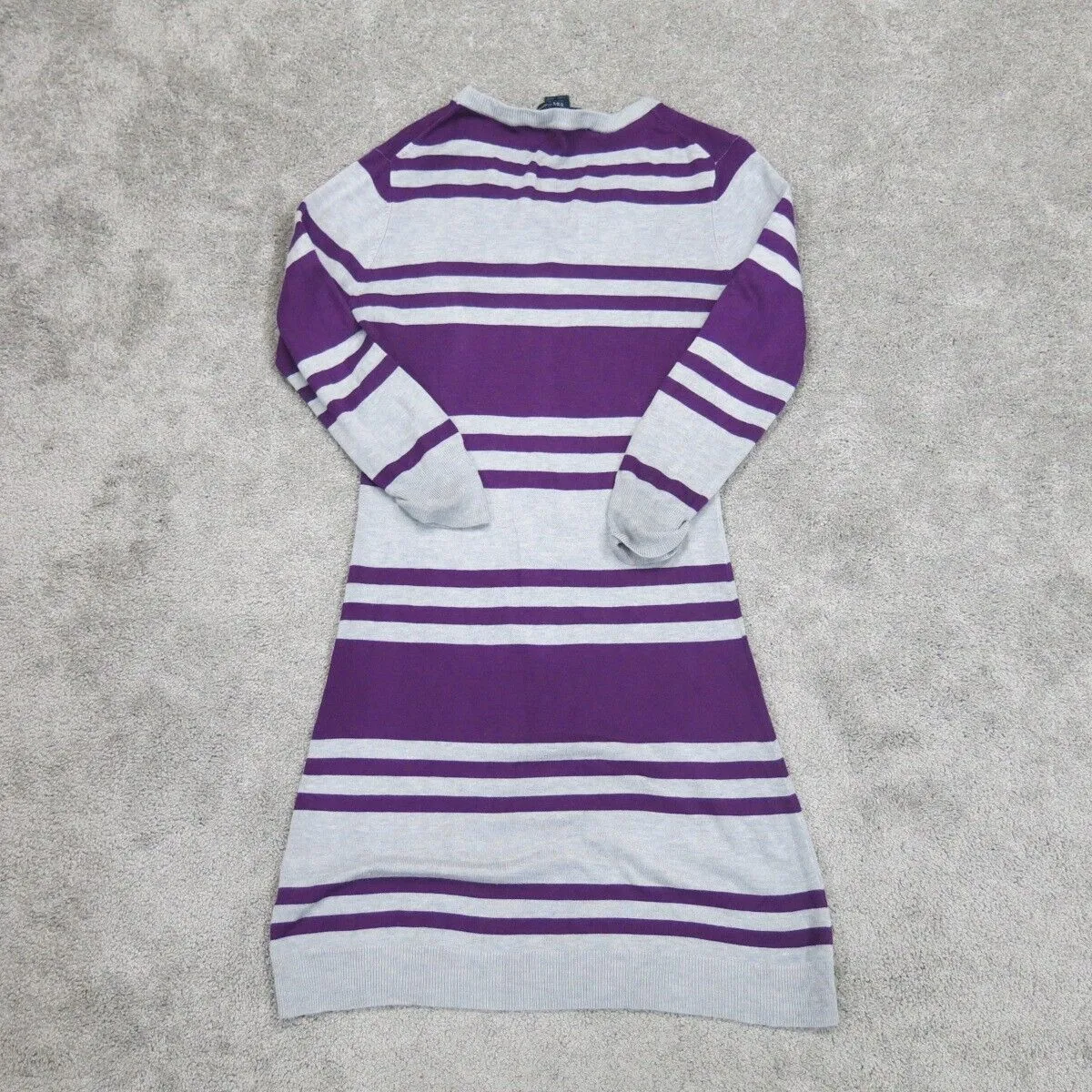 French Connection Womens Sweater Dress 3/4 Sleeves Round Neck Purple Gray US 8