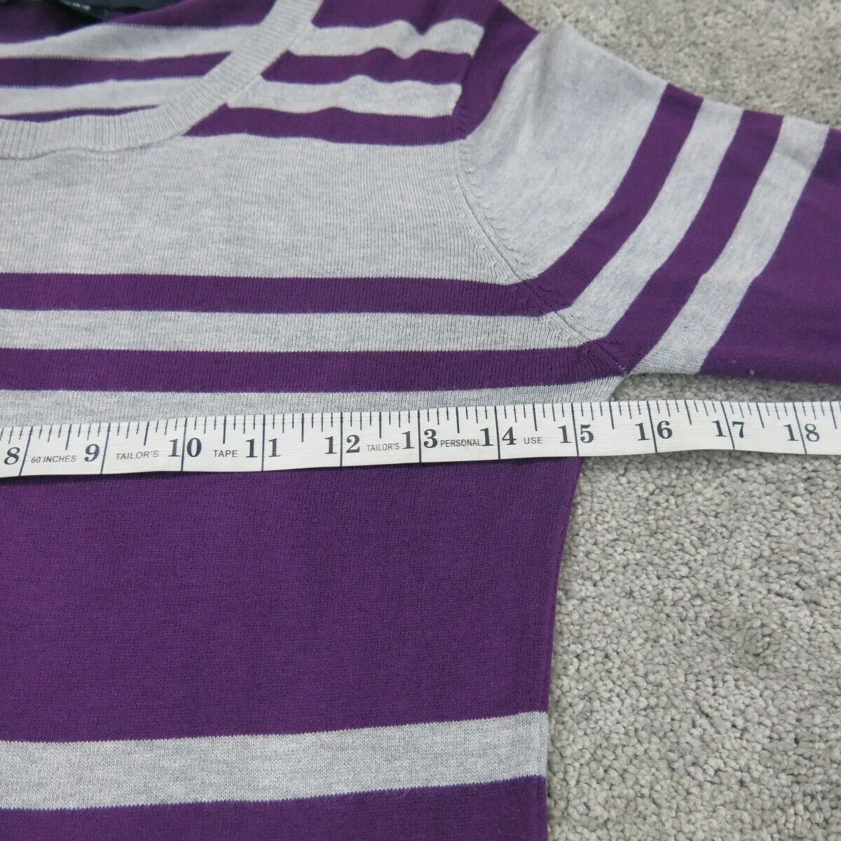 French Connection Womens Sweater Dress 3/4 Sleeves Round Neck Purple Gray US 8