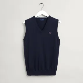 GANT Classic Cotton Sweater Vest Evening Blue