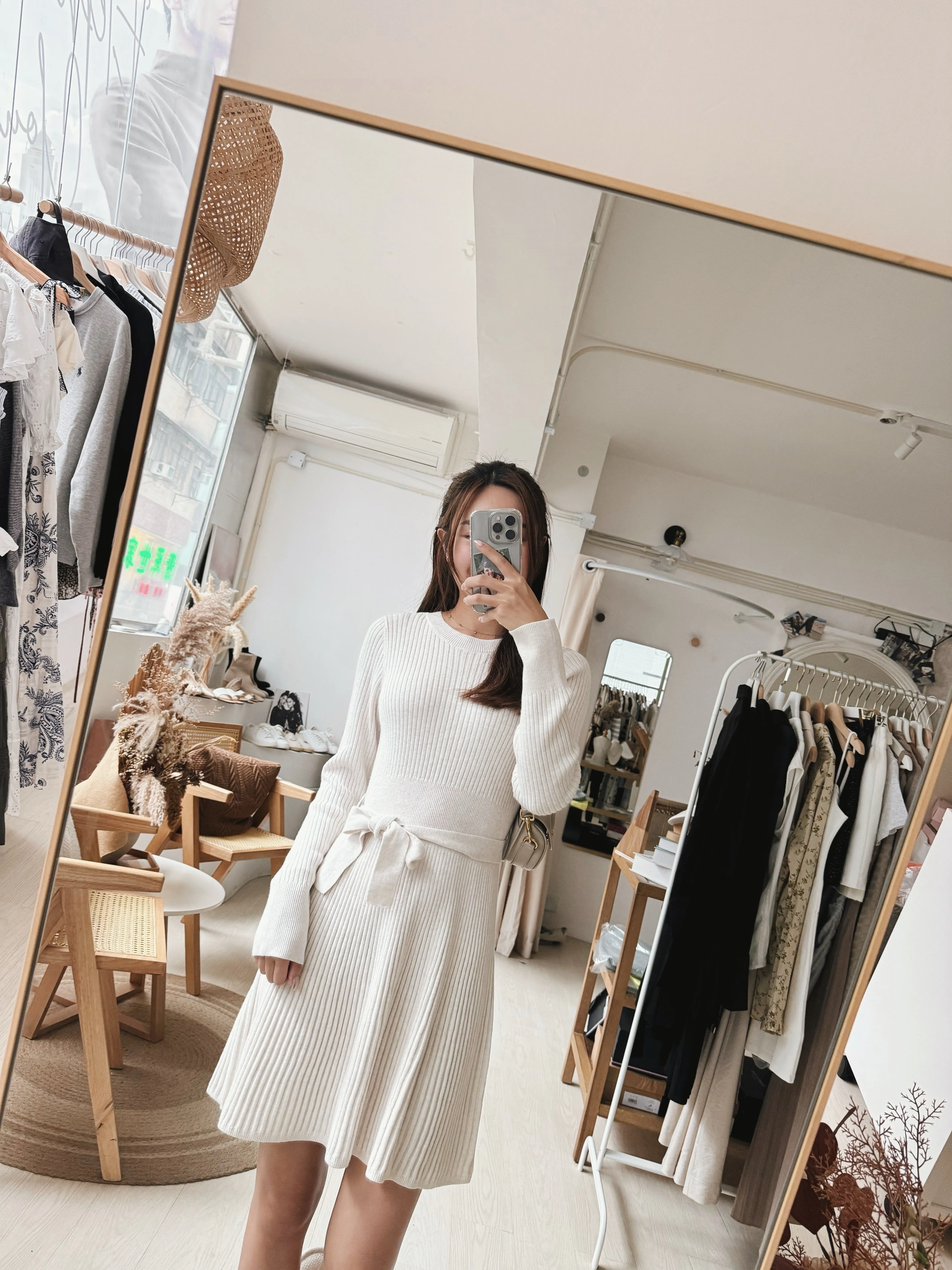 Girls Belted Sweater Dress