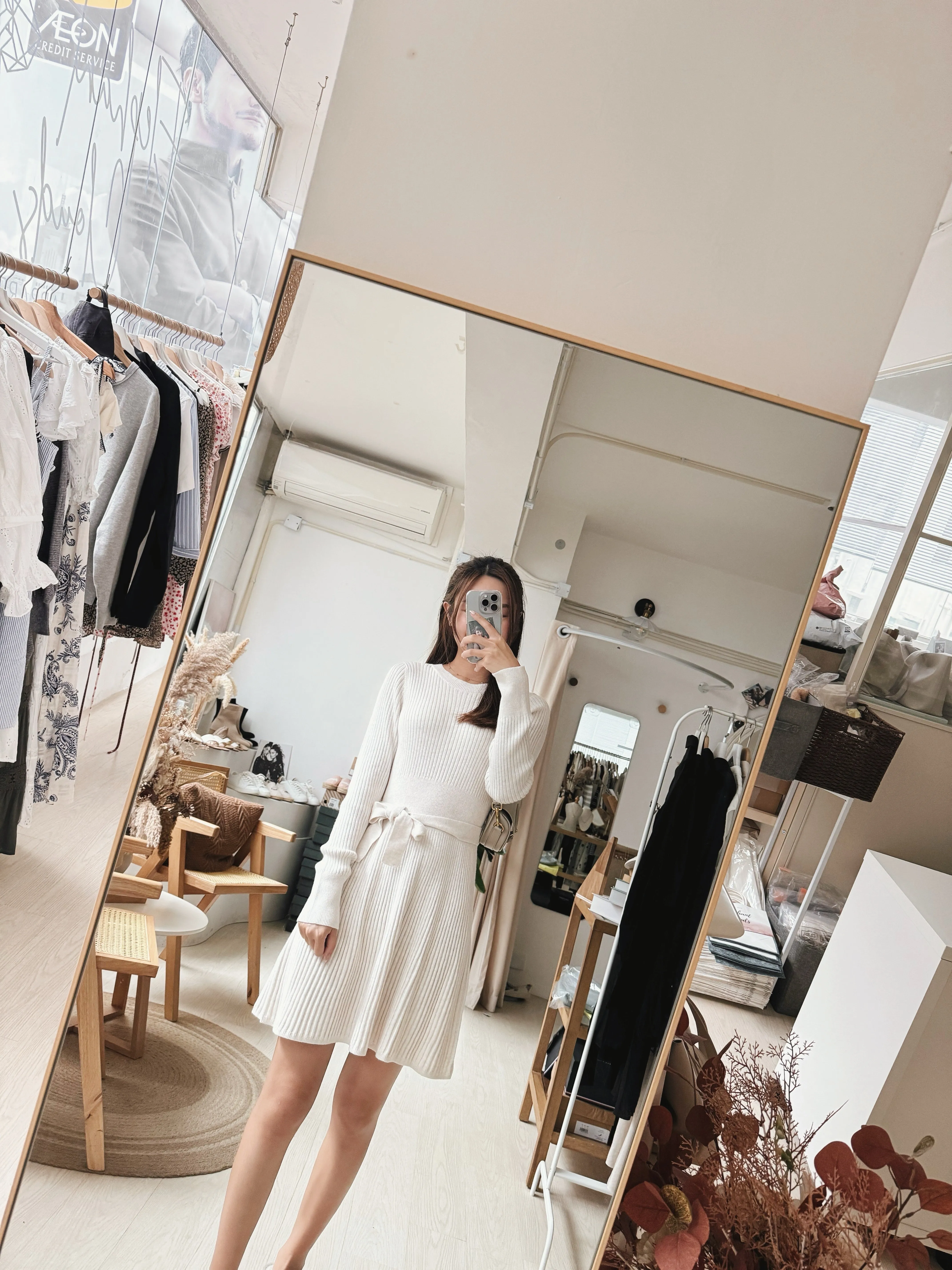 Girls Belted Sweater Dress