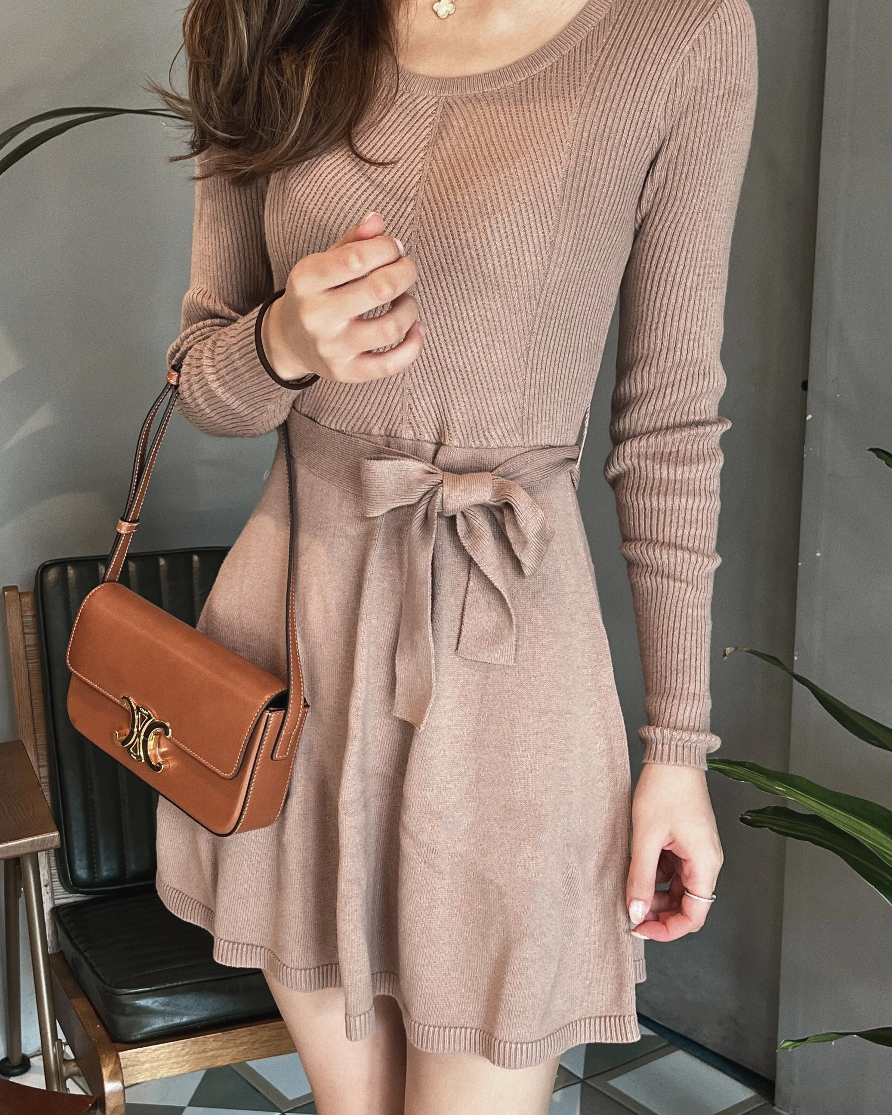 Girls Belted Sweater Dress
