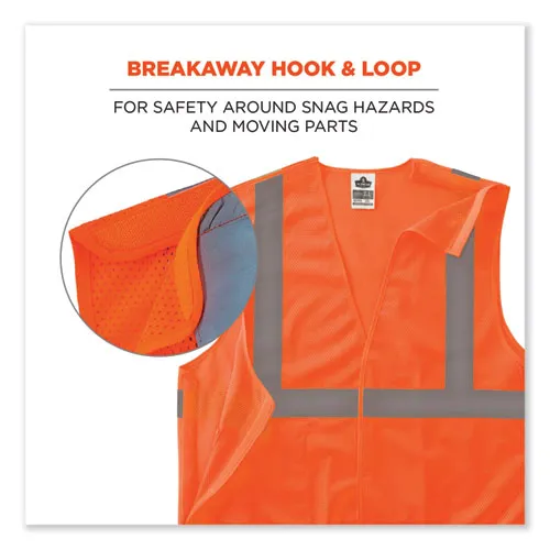 Glowear 8215ba-s Single Size Class 2 Economy Breakaway Mesh Vest, Polyester, Medium, Orange, Ships In 1-3 Business Days