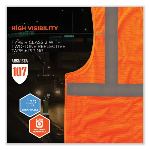 Glowear 8215ba-s Single Size Class 2 Economy Breakaway Mesh Vest, Polyester, Medium, Orange, Ships In 1-3 Business Days
