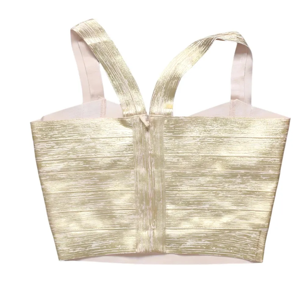 Gold Metallic Bandage Crop Top
