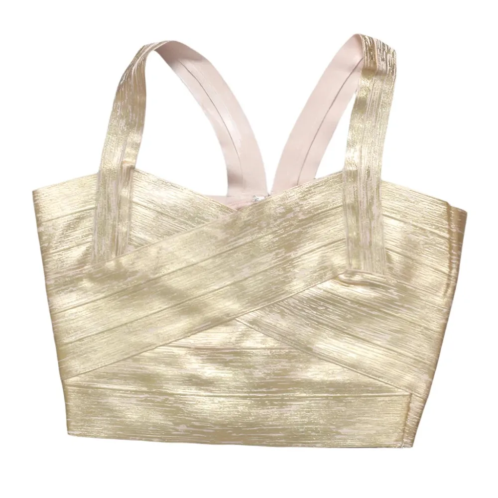 Gold Metallic Bandage Crop Top
