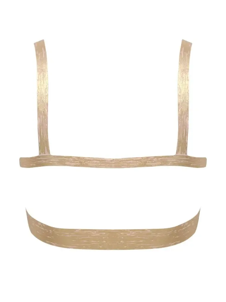 Gold Metallic Bandage Crop Top