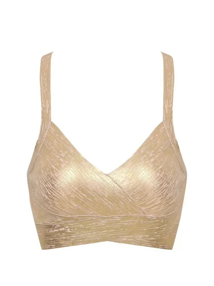Gold Metallic Bandage Crop Top