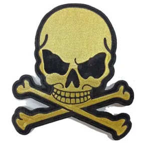 Gold Metallic Skull with Crossbones Patch