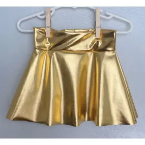 Gold Shiny Metallic Twirl Skirt - Tween