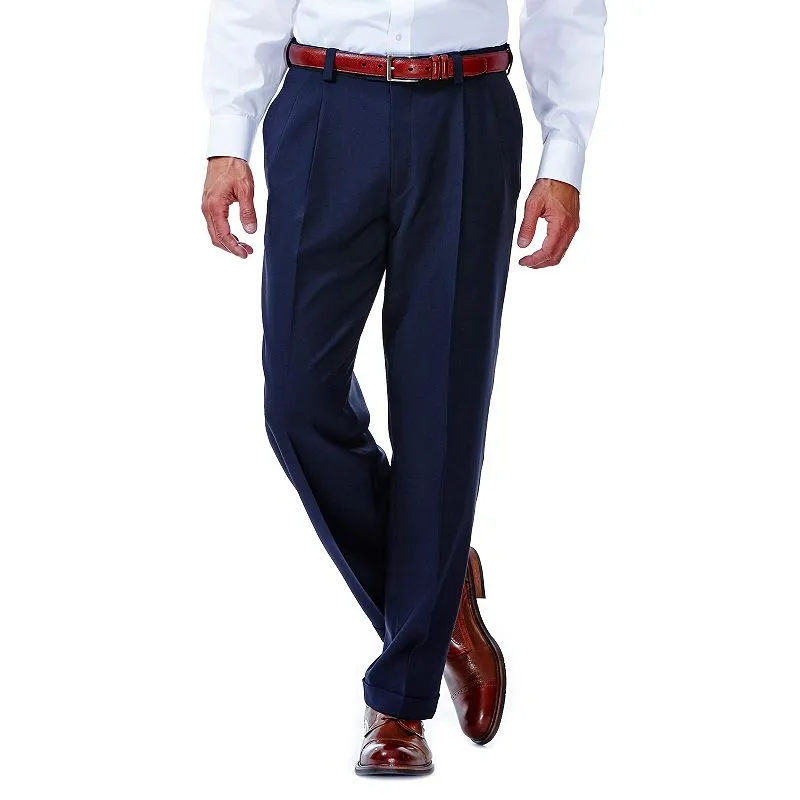 Haggar Mens Classic fit Dress Pants 34 / 29 Blue Solid