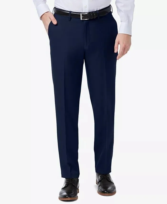 HAGGAR Mens Slim fit Dress Pants 32 / 30 Navy Blue Solid