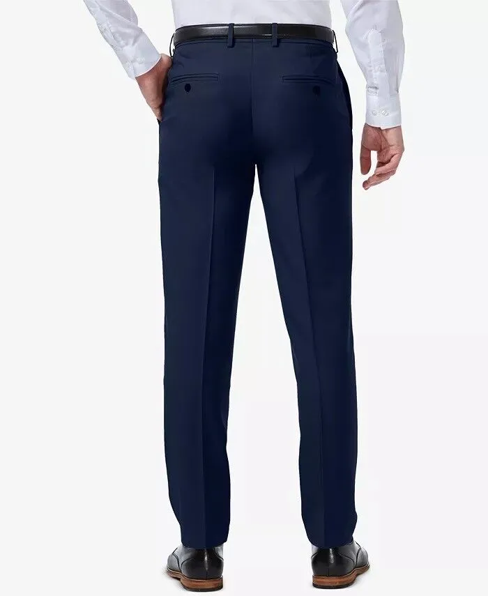 HAGGAR Mens Slim fit Dress Pants 32 / 30 Navy Blue Solid