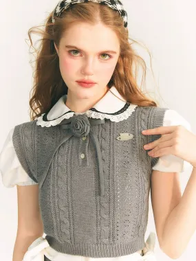 Hollow College Style Knitted Pullover Vest