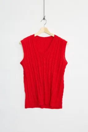 Home-knitted cable-knit vest (S)