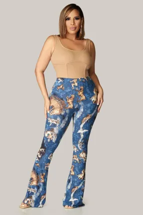 Horoscope Printed Flared Long Pants
