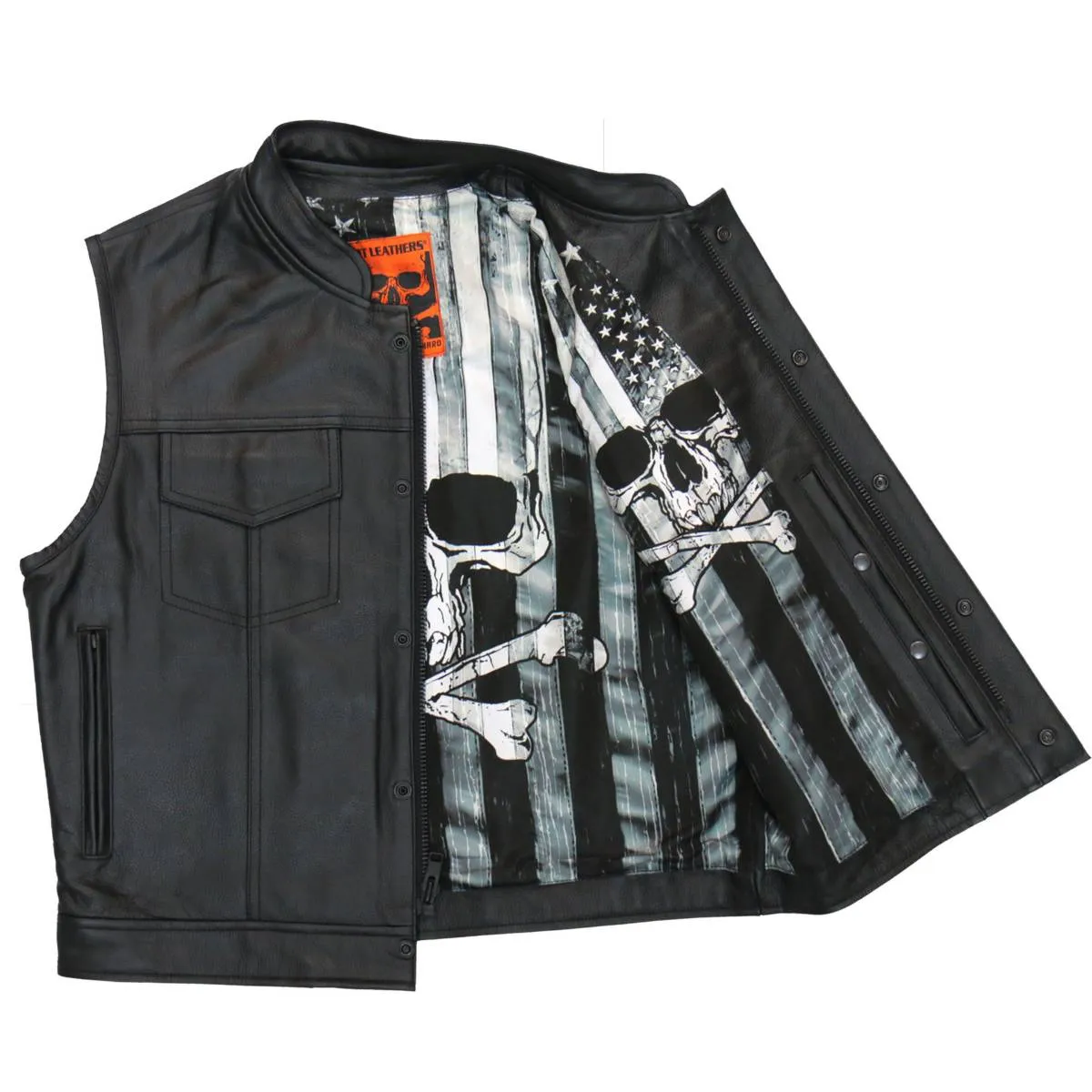 Hot Leathers VSM1054 Men’s Black 'Skull Flag' Conceal and Carry