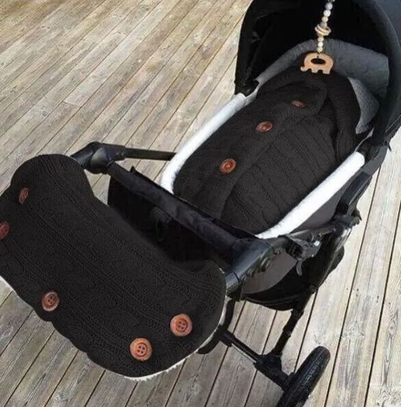Infant Knitted Swaddle Wrap with matching stroller gloves