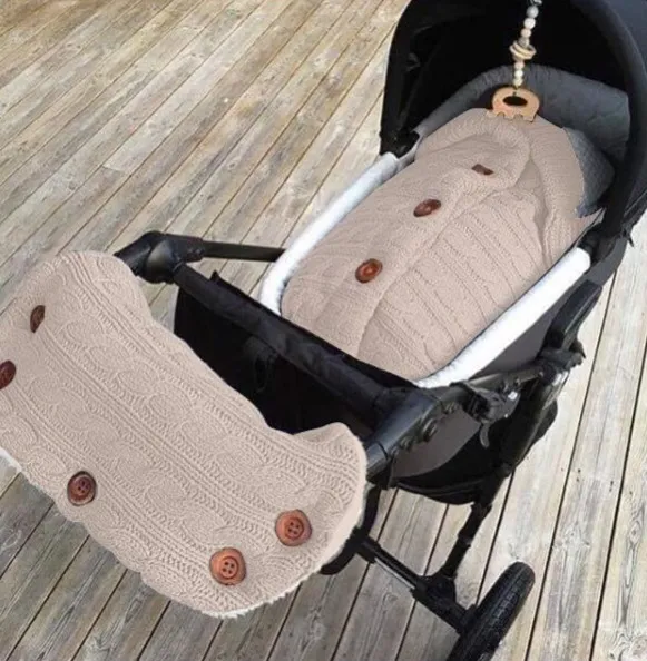 Infant Knitted Swaddle Wrap with matching stroller gloves