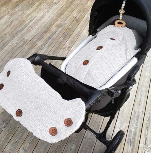 Infant Knitted Swaddle Wrap with matching stroller gloves