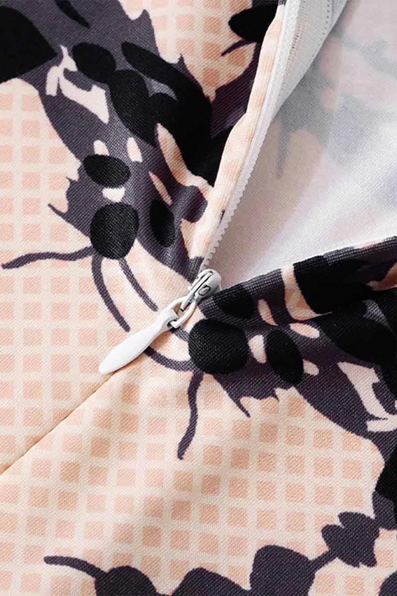 JH661 Turtleneck Graphic Print Jumsuit