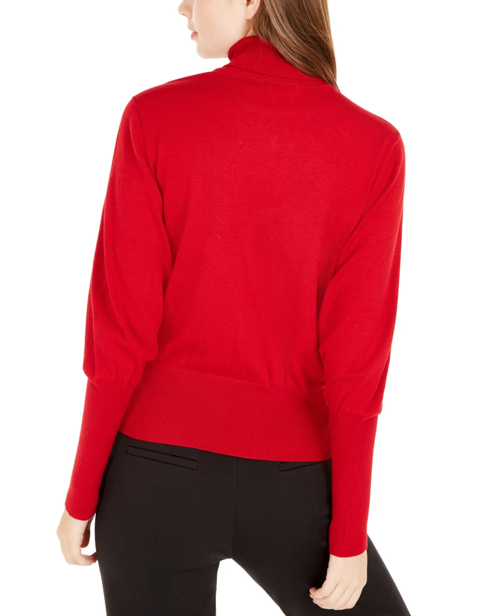 Juniors' Buttoned Turtleneck Sweater